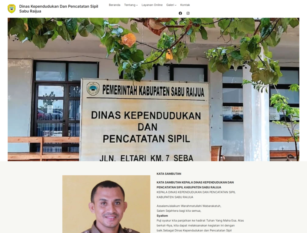 Website Dinas Kependudukan Dan Pencatatan Sipil Sabu Raijua