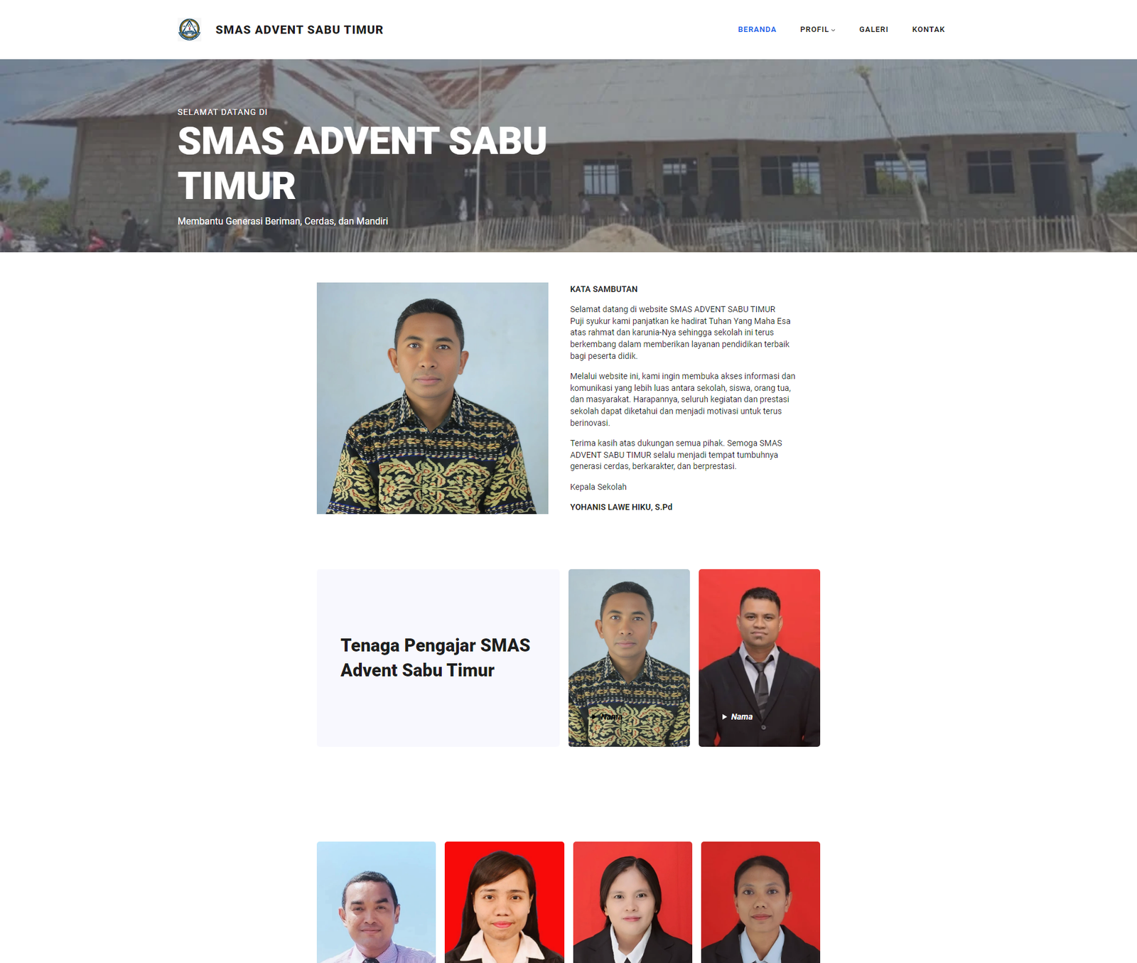 Website SMA Advent Sabu Timur