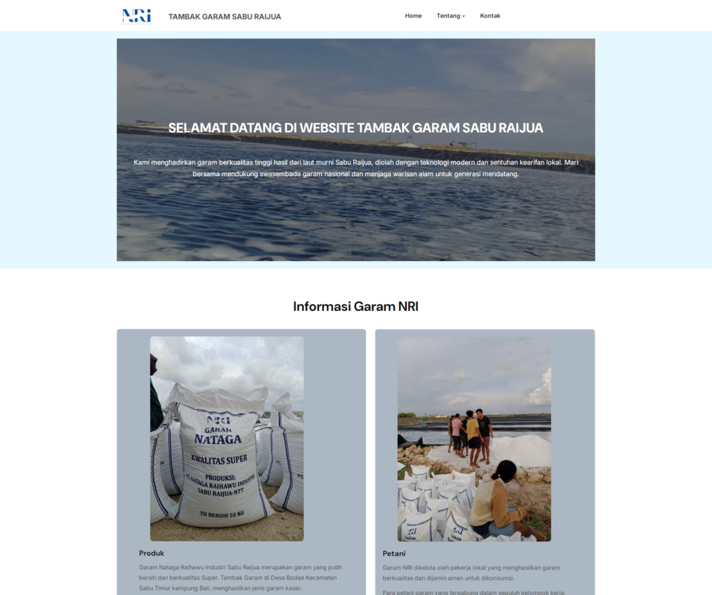 Website Promosi Tambak Garam Sabu Raijua Website Promosi Tambak Garam Sabu Raijua